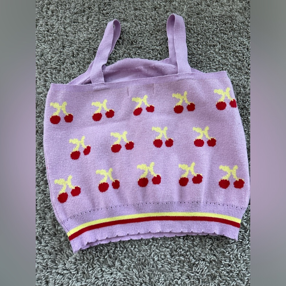Listicle Lavender Cherry‎ Knit Crop Tank Top Square Neck Women's M - Picture 6 of 7
